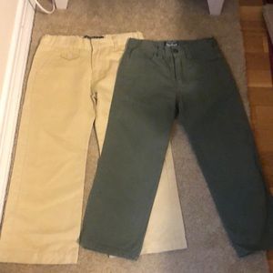 2 pairs of boys pants woolrich size 4T army green and MRX size 4 beige linen
